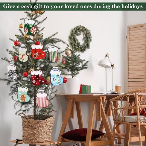 Namalu 9 Pcs Wooden Christmas Money Holder Ornaments DIY Christmas Money Gift Hanging Money Holder for Cash Gift Socks Design Money Tree Gift Holder for Holiday Party Tree Ornaments Home Decor in Saudi Arabia