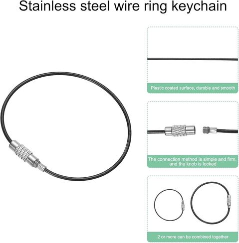 HARFINGTON Wire Keychain Cable Plastic Coated Stainless Steel Key Ring Cable Loop Rings for Hanging Luggage Tags Key in Saudi Arabia