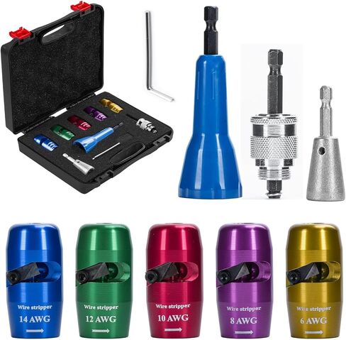 Wire Stripper for Drill, 2024 Upgraded Wire Stripper Tool & Wire Twister Electrician Tool, Automatic Wire Stripper Connector Toolbox, Wire Stripper Rotating Wire Stripping Twisting Tool (5PCS) in Saudi Arabia