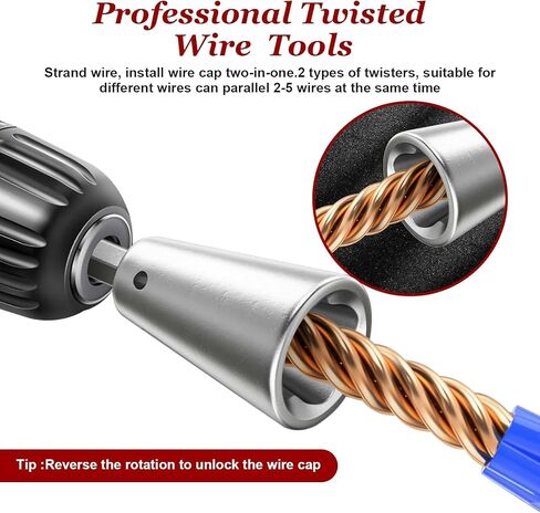 Wire Stripper for Drill, 2024 Upgraded Wire Stripper Tool & Wire Twister Electrician Tool, Automatic Wire Stripper Connector Toolbox, Wire Stripper Rotating Wire Stripping Twisting Tool (5PCS) in Saudi Arabia