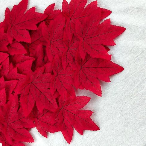 Ecuupas 100Pcs Fall Artificial Maple Bright Yellow Artificial Leaves Autumn Fake Maple Lifelike Artificial Thanksgiving Day Autumn Leaf Decorations Wedding Party Props Party Table Decor Crafts(Yellow) in Saudi Arabia