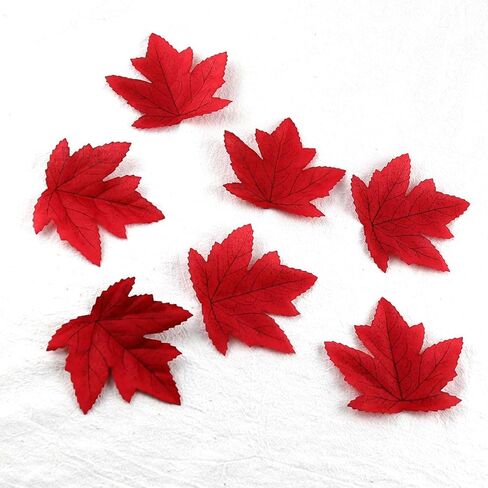 Ecuupas 100Pcs Fall Artificial Maple Bright Yellow Artificial Leaves Autumn Fake Maple Lifelike Artificial Thanksgiving Day Autumn Leaf Decorations Wedding Party Props Party Table Decor Crafts(Yellow) in Saudi Arabia
