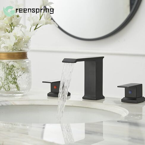 ماتي الأسود الحمام صنبور الشلال مقبض واحد ثقب واحد بالوعة الحمام صنبور مع المنبثقة استنزاف سطح جبل حمام الحنفية الحديثة التجارية مع غطاء لوحة in Kuwait