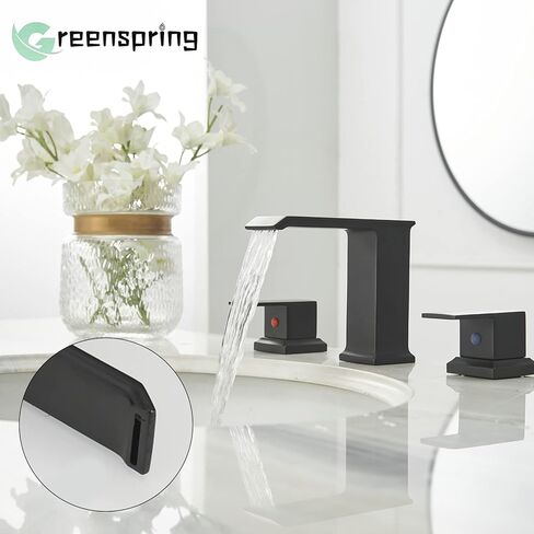 ماتي الأسود الحمام صنبور الشلال مقبض واحد ثقب واحد بالوعة الحمام صنبور مع المنبثقة استنزاف سطح جبل حمام الحنفية الحديثة التجارية مع غطاء لوحة in Kuwait