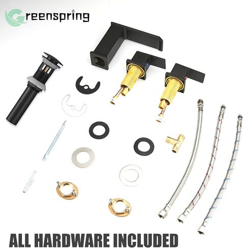 ماتي الأسود الحمام صنبور الشلال مقبض واحد ثقب واحد بالوعة الحمام صنبور مع المنبثقة استنزاف سطح جبل حمام الحنفية الحديثة التجارية مع غطاء لوحة in Kuwait