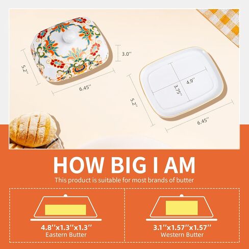 Butter Dish with Lid, butter dish with lid for countertop，Ceramic Butter container，Grilled flower craft butter Holder，butter tray(Butterfly Love Flower) in Saudi Arabia