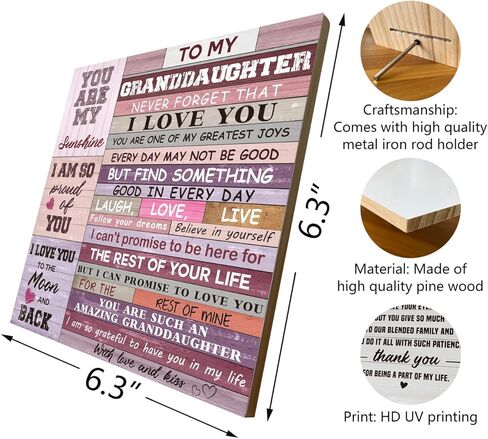 هدية للحفيدة، لوحة خشبية لتزيين الطاولة، علامة خشبية لطاولة الهدايا، هدية تحفيزية للحفيدة، هدية للحفيدة للتخرج وحفلات الزفاف وأعياد الميلاد، أنا فخور جدًا بك in Kuwait