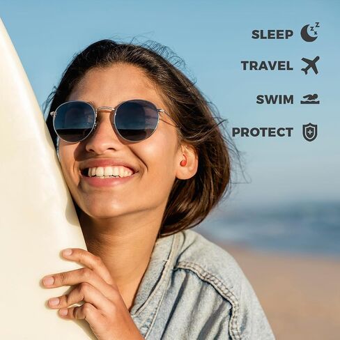 Pro Swim Ear Plugs | Waterproof, Reusable Silicone Earplugs for Swimming, Surfing, Snorkeling & All Water Sports (Green, Blue, Coral, 3 Pairs) in Saudi Arabia