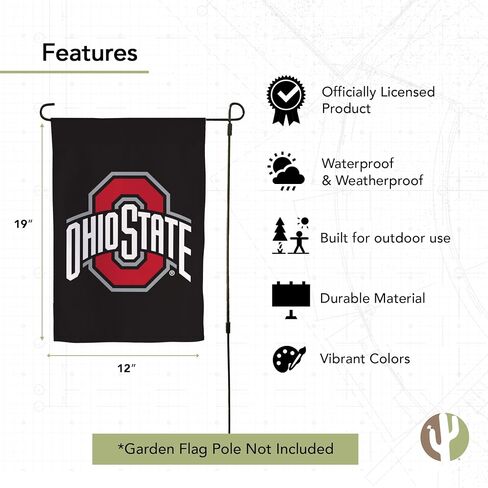 لافتة علم حديقة جامعة ولاية أوهايو من صبار الصحراء OSU Buckeyes 100% بوليستر (تصميم F) in Saudi Arabia