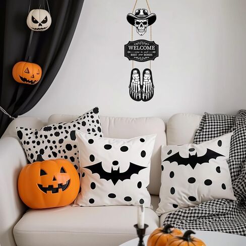 ديكورات باب الهالوين، هيكل عظمي للهالوين، ديكور جداري، علامة باب جمجمة خشبية للهالوين، علامة ترحيب للهالوين، شماعة باب للهالوين، إكليل باب للهالوين لحفلة الشرفة، ديكور منزلي داخلي مخيف للهالوين in Kuwait