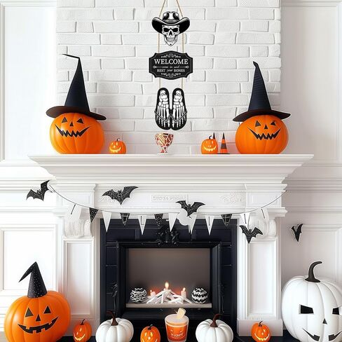ديكورات باب الهالوين، هيكل عظمي للهالوين، ديكور جداري، علامة باب جمجمة خشبية للهالوين، علامة ترحيب للهالوين، شماعة باب للهالوين، إكليل باب للهالوين لحفلة الشرفة، ديكور منزلي داخلي مخيف للهالوين in Kuwait