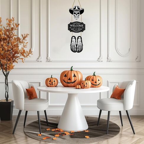 ديكورات باب الهالوين، هيكل عظمي للهالوين، ديكور جداري، علامة باب جمجمة خشبية للهالوين، علامة ترحيب للهالوين، شماعة باب للهالوين، إكليل باب للهالوين لحفلة الشرفة، ديكور منزلي داخلي مخيف للهالوين in Kuwait