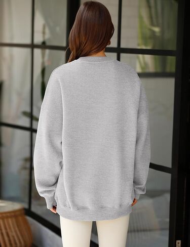 سويت شيرت LOMON كبير الحجم للنساء بلوفر بياقة دائرية وأكمام طويلة وغطاء للرأس لطيف كاجوال (رمادي فحمي - باريس، M) in Kuwait