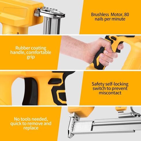 Cordless Nail Gun Compatible with Dewalt 20V MAX Battery, 18GA 5/8 to 1-1/4 Inch, 2 in 1 Brad Nailer/Narrow Crown Stapler, Brushless Motor, Lightweight for Home Improvement DIY and Woodworking in Kuwait