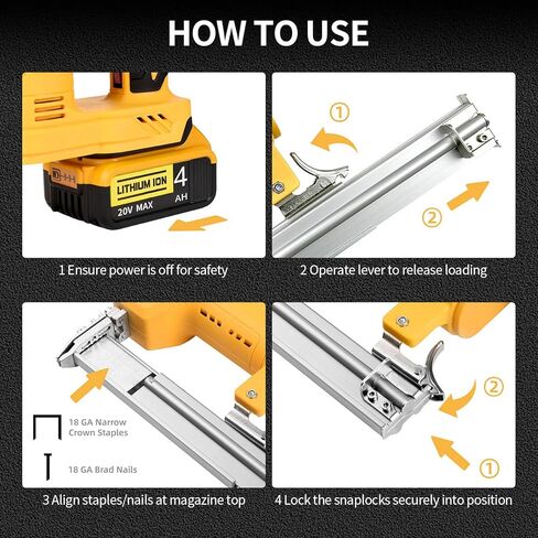 Cordless Nail Gun Compatible with Dewalt 20V MAX Battery, 18GA 5/8 to 1-1/4 Inch, 2 in 1 Brad Nailer/Narrow Crown Stapler, Brushless Motor, Lightweight for Home Improvement DIY and Woodworking in Kuwait