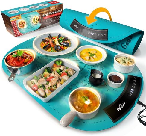 Silicone Warming Mat for Food - Full Surface Heating Food Warming Mat Round, Electric Warming Trays Buffets, Party, Rollable & Portable Electric Warming Tray, Food Warmer Mat to Keep Food Warm in Saudi Arabia