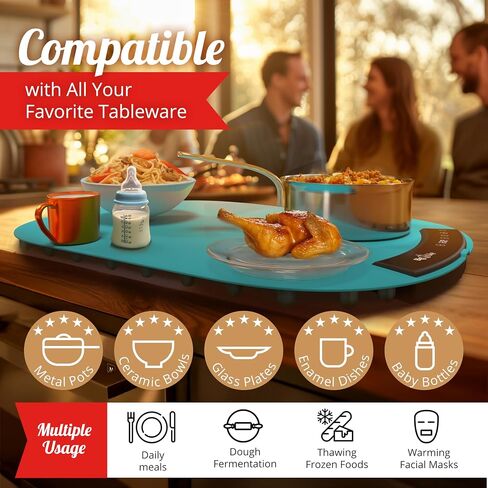 Silicone Warming Mat for Food - Full Surface Heating Food Warming Mat Round, Electric Warming Trays Buffets, Party, Rollable & Portable Electric Warming Tray, Food Warmer Mat to Keep Food Warm in Saudi Arabia