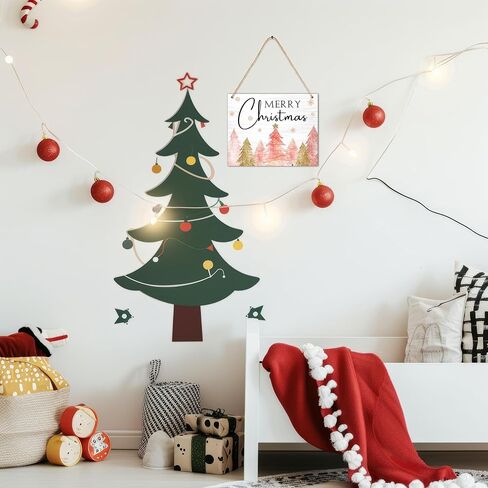 لافتة معلقة لديكورات عيد الميلاد المجيد باللون الوردي، لافتة شجرة عيد الميلاد لمنزل المزرعة، ديكورات جدارية للباب الأمامي، هدايا السنة الجديدة، لوازم احتفالات عيد الميلاد الشتوي-J09 in Kuwait