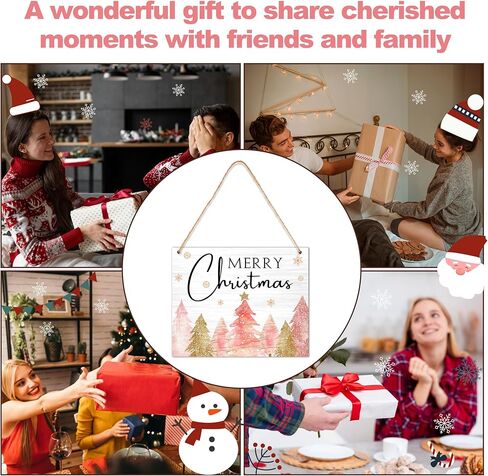 لافتة معلقة لديكورات عيد الميلاد المجيد باللون الوردي، لافتة شجرة عيد الميلاد لمنزل المزرعة، ديكورات جدارية للباب الأمامي، هدايا السنة الجديدة، لوازم احتفالات عيد الميلاد الشتوي-J09 in Kuwait