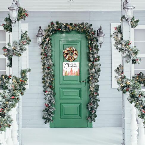 لافتة معلقة لديكورات عيد الميلاد المجيد باللون الوردي، لافتة شجرة عيد الميلاد لمنزل المزرعة، ديكورات جدارية للباب الأمامي، هدايا السنة الجديدة، لوازم احتفالات عيد الميلاد الشتوي-J09 in Kuwait