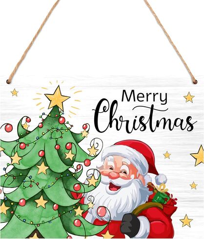 Pink Merry Christmas Decorations Hanging Sign, Farmhouse Christmas Tree Sign Front Door Wall Decorations, New Year Gifts, Winter Xmas Festive Supplies decor-J09 in Saudi Arabia