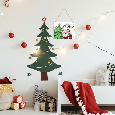 Pink Merry Christmas Decorations Hanging Sign, Farmhouse Christmas Tree Sign Front Door Wall Decorations, New Year Gifts, Winter Xmas Festive Supplies decor-J09 in Saudi Arabia