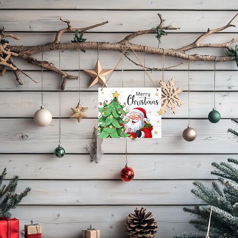 Pink Merry Christmas Decorations Hanging Sign, Farmhouse Christmas Tree Sign Front Door Wall Decorations, New Year Gifts, Winter Xmas Festive Supplies decor-J09 in Saudi Arabia