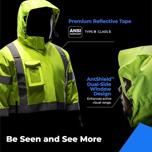سترات عاكسة للضوء من Toolant، معطف أمان Hi Vis للرجال - مقاوم للماء، معزول - مثالي للعمل والبناء in Saudi Arabia