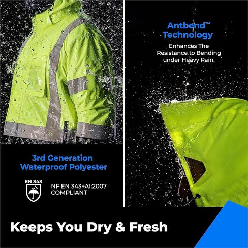 سترات عاكسة للضوء من Toolant، معطف أمان Hi Vis للرجال - مقاوم للماء، معزول - مثالي للعمل والبناء in Saudi Arabia