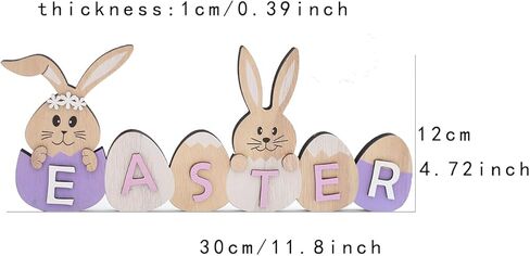 ToBeIT عيد الفصح الأرنب الخشب ديكور عيد الفصح علامات الخشب الطبيعي الأرانب شكل علامات عيد الفصح منضدية ديكور ريفي الخشب المركزية لغرفة الطعام مطبخ المزرعة (نمط 3) in Kuwait