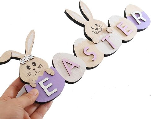 ToBeIT عيد الفصح الأرنب الخشب ديكور عيد الفصح علامات الخشب الطبيعي الأرانب شكل علامات عيد الفصح منضدية ديكور ريفي الخشب المركزية لغرفة الطعام مطبخ المزرعة (نمط 3) in Kuwait