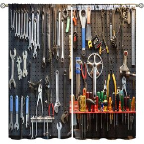Man Cave Blackout Curtains Vintage Style Tools Wall Tool Shed Workshop Fixing Equipment Curtain with Rod Pocket for Bedroom Home Decor Drapes Window Treatments 2 Panels Set 42x45 Inch in Kuwait