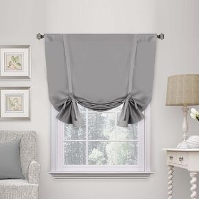 H.VERSAILTEX Blackout Tie Up Curtain Thermal Insulated Curtain Bathroom Curtain Stone Tie Up Shade for Small Window (Rod Pocket Panel, 42 inches W x 45 inches L, Set of 1)