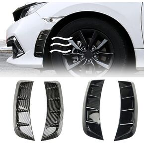 Car Decorative Intake Side Vent Decal Universal Auto Fender Cover Trim Scoop Air Flow Shark Gills Bumper Hood Louvers Carbon Fiber ABS Exterior Glossy Black Sticker for Most Cars