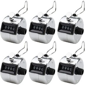 Lawei 6 Pack Hand Tally Counter 4-Digit Lap Counter Clicker Handheld Mechanical Number Click Counters with Metal Finger Ring Hoop Holder