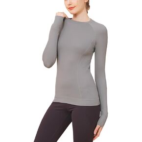 FelFory Workout Shirts for Women Long Sleeve Seamless Workout Tops for Women Compression Shirts Women