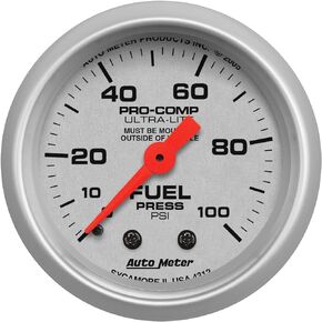Auto Meter 4312 Ultra-Lite Mechanical Fuel Pressure Gauge Regular, 2-1/16" (52.4mm)