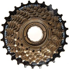 ATA Speed Bike Freewheel, 6/7/8 Speed 14-28T/13-28T Bike Freewheel Screw On Multiple Freewheel Threaded Type Freehub Cycling Replacement Part，Black&Brown