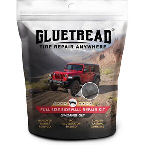GlueTread Full-Size Sidewall Tire Repair Kit | Sidewall Tire Patch Kit Puncture Repair Kit for Off-Road 4x4 Vehicles | Improved Rubber Formula No Accelerator Needed 10 Minutes Curing Time