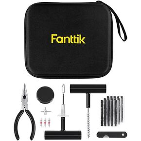Fanttik Tire Repair Kit-24pcs Heavy Duty Tire Plug Kit, Fix Punctures and Plug Flats Patch, Universal Tire Repair Tools for Autos, Cars, Motorcycles, Trucks, ARBs, ATVs, Tractors, RVs, SUVs, Trailers