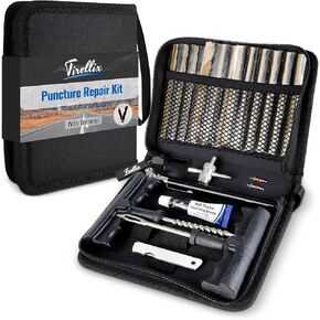 طقم إصلاح الإطارات المسطحة من تيريليكس (مع أداة تشذيب) - طقم إصلاح ثقوب الإطارات 24 قطعة للسيارة والسيارات وأدوات إصلاح الإطارات في حالات الطوارئ ومقابس الإطارات في حقيبة حمل منظمة بسحاب، للإطارات بدون أنابيب in Kuwait