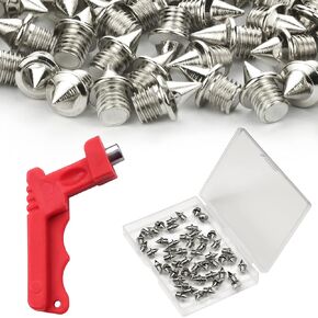 50Pcs 3/16 Inch Track and Field Spikes Shoes Spike Replacements Hard Steel Pyramid Track Spikes for Sprint Sports Short Running Cross Country, Include Spike Wrench