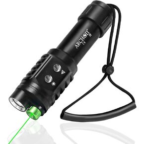 ARCHON J2 Diving Flashlight, 2-in-1 Scuba Dive Light with 1200 Lumens White Spotlight，1500 Meters Green Beam, Underwater 100 Meters Waterproof, Dual-Button Switch