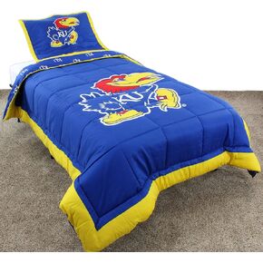 طقم لحاف كامل ذو وجهين من College Covers Kansas Jayhawks، وسادتان