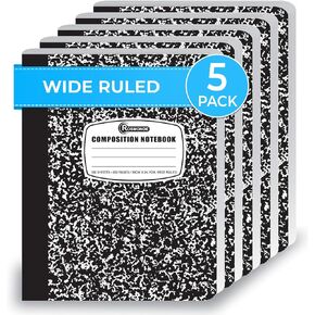 12 Pack Bulk Composition Notebook Wide Ruled, 200 Pages (100 Sheets), 9-3/4 x 7-1/2", Hard Cover Wide Ruled Notebook Bulk, Assorted Colors Composition Notebook For School, Colors May Repeat
