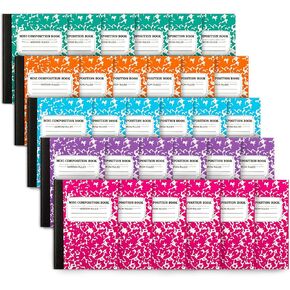 feela Mini Composition Notebook, Cute 30 Pack 5 Pastel Colors Narrow Ruled Mini Composition Books Bulk, Small Pocket Marble Journal Notebooks for Kids Students College, Pocket Size 4.5 x 3.25 in