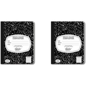 iScholar Composition Book, 100 Sheets, 5 x 5 Graph Ruled, 9.75 x 7.5-Inches, Black Marble Cover (11100)