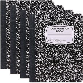 Emraw Marble Composition Notebook Wide Ruled Black and White Composition Books 100 Sheets (2 Pack)