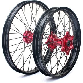 TARAZON 21" 18" Off-road Complete Wheel Set Rims Spokes Red Hubs for Honda CRF250R 04-13 CRF450R 04-12 CRF 250X 450X 04-16 in Kuwait
