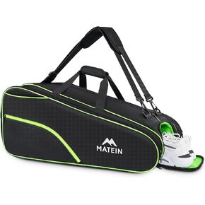 MATEIN Tennis Bag 6 Rackets, Large Protective Convertible Racquet Backpack with Shoes Compartment for Men Women, Durable Racket Bag with Cooler Pocket & Removeable Shoulder Strap for Sport Equipment